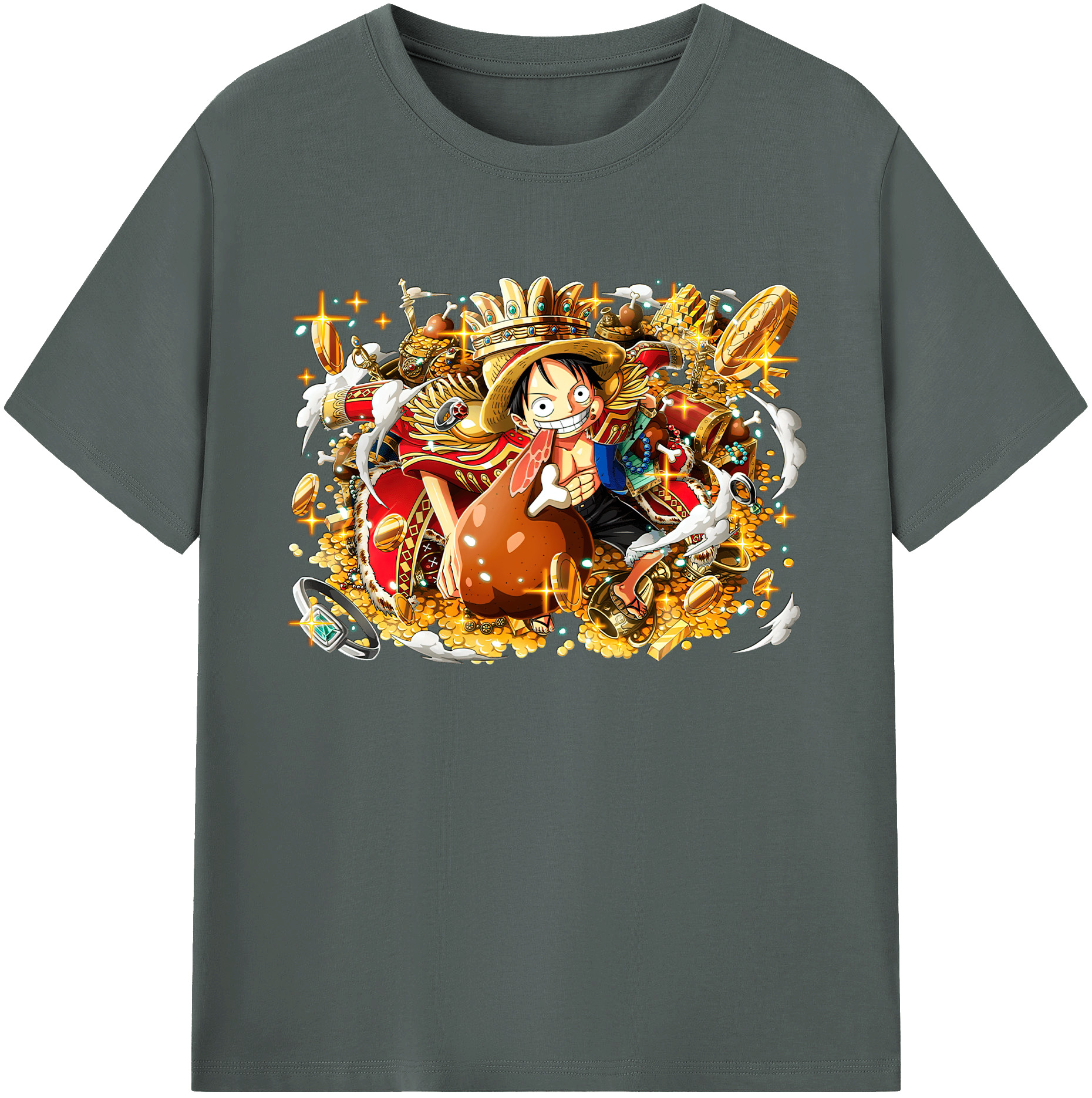 ワンピース モンキー・D・ルフィ ONE PIECE Monkey D. Luffy 綿100％ メンズ半袖Tシャツ｜肌触りやわらか＆通気性